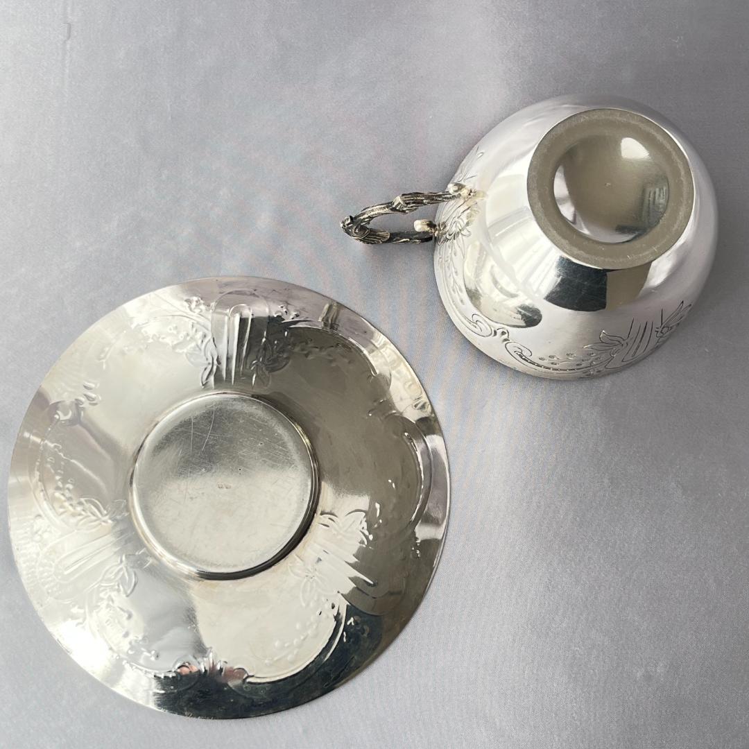 仏蘭西】アールヌーボー カップ＆ソーサー 【シルバープレート