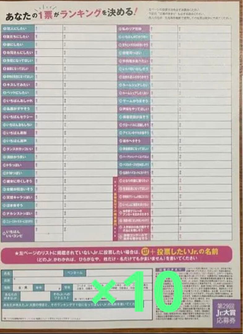 Myojo 2022年 12月号 ジャニーズ Jr.大賞への道 応募券 投票用紙