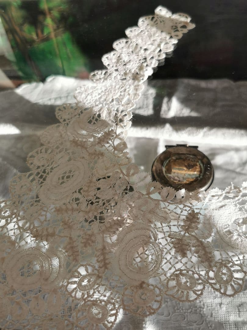 アンティーク繊細なブリュッセル デュセスレース ロングラペット付け襟