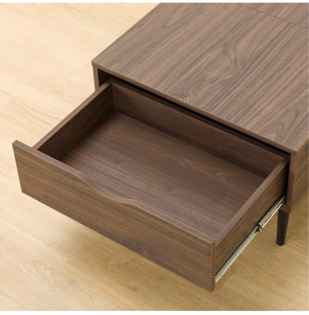 ニトリ ローテーブル ブラウン 木製 リフトアップ可 収納あり