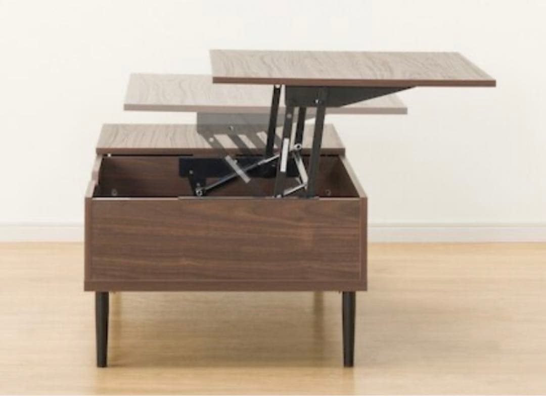 ニトリ ローテーブル ブラウン 木製 リフトアップ可 収納あり
