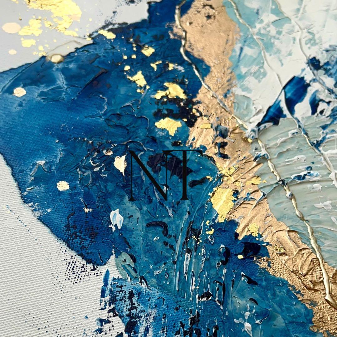絵画　アート　青　金　インテリア　海外　ホテル　ギフト　新築祝い　テクスチャー