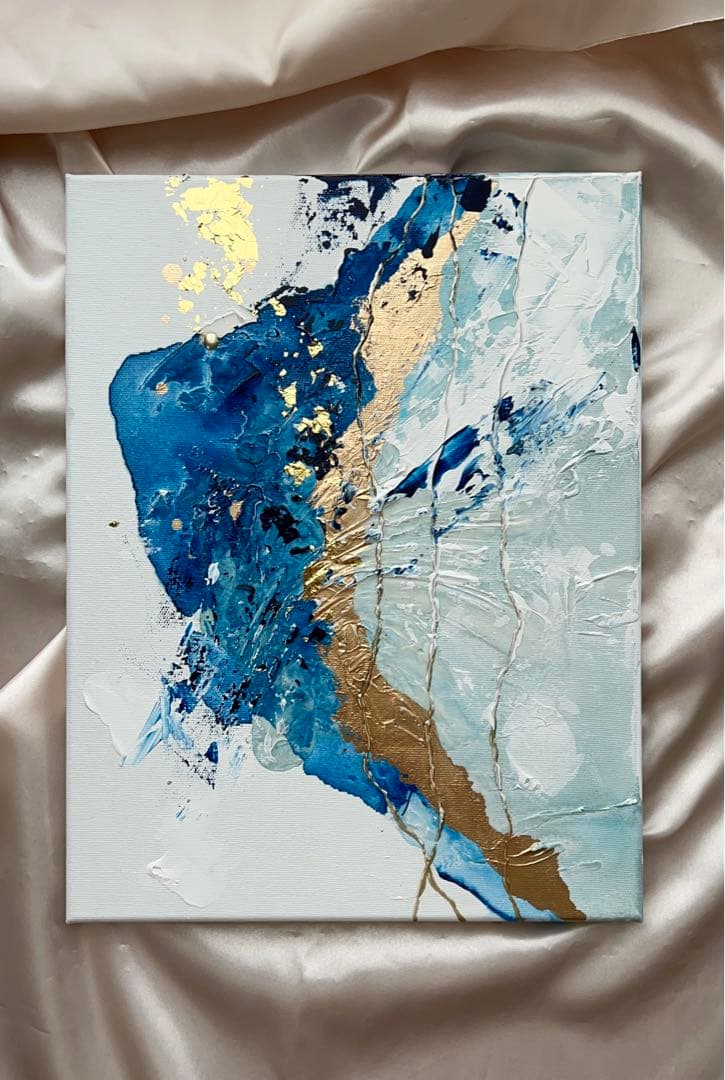 絵画　アート　青　金　インテリア　海外　ホテル　ギフト　新築祝い　テクスチャー