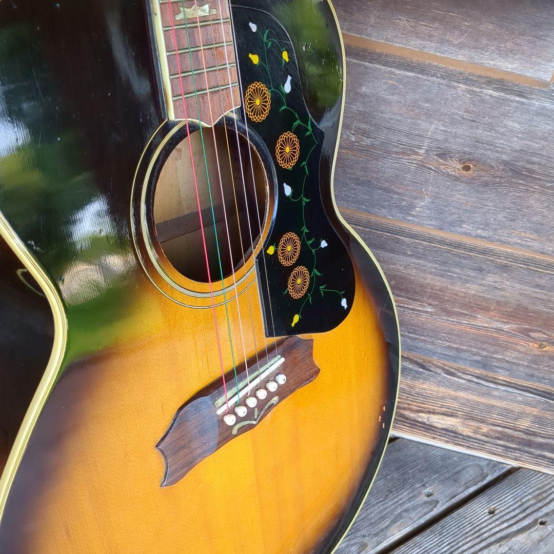 ジャンボアコースティックギター サンバースト 見事なバック 修復あり