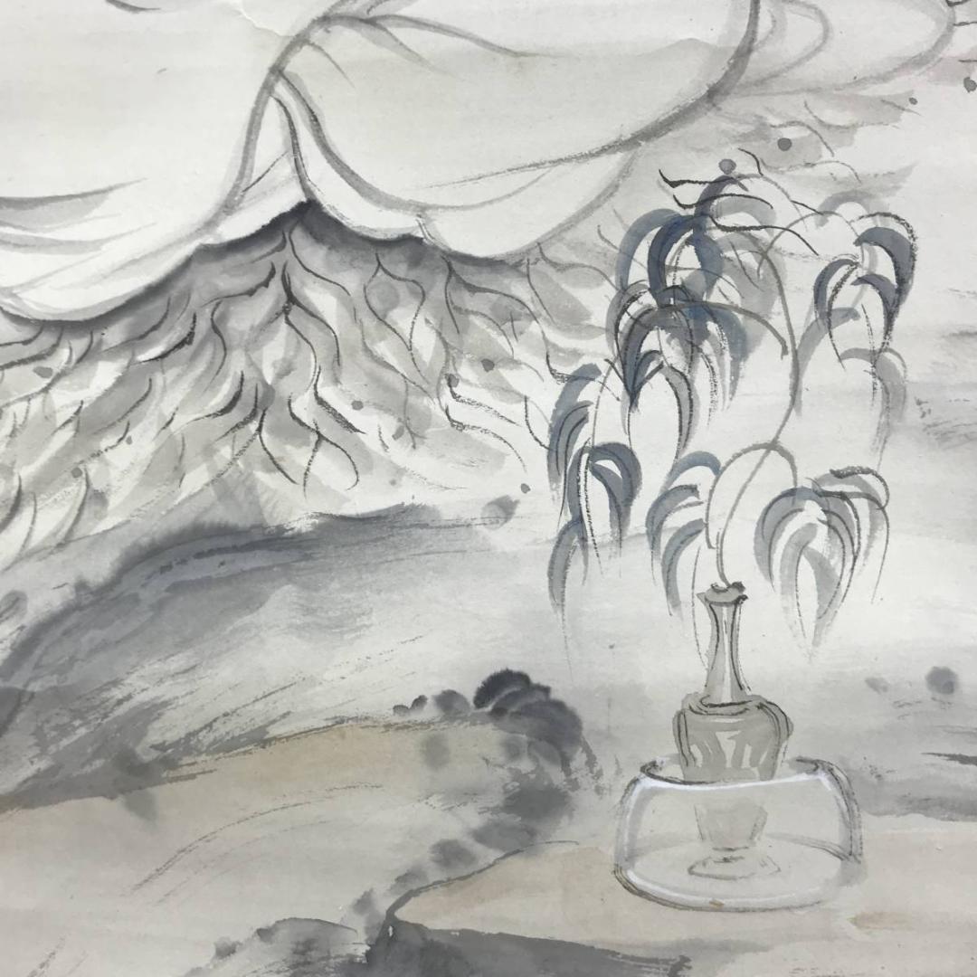 【真作】織田観潮/白衣観音図/観音図/カンノン図/掛軸/名家伝来/AD-287