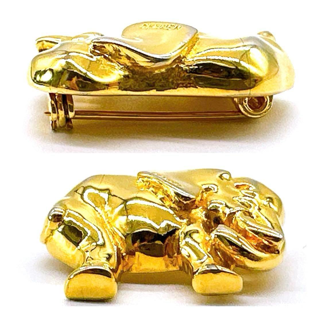 エルメス】ブローチ象アニマルゴールドピンバッジブランドアクセサリー