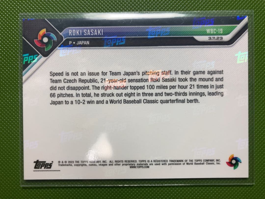 2023 Topps now 佐々木朗希 wbc チェコ戦 49枚限定