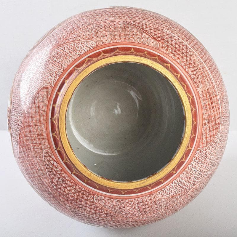 九谷焼 北山堂 赤絵金彩 瑞果文 花瓶 共箱 F R9158B - メルカリ