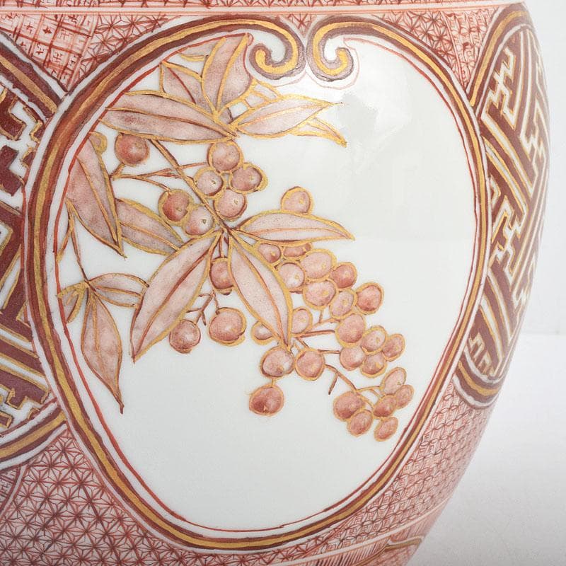 九谷焼 北山堂 赤絵金彩 瑞果文 花瓶 共箱 F R9158B - メルカリ