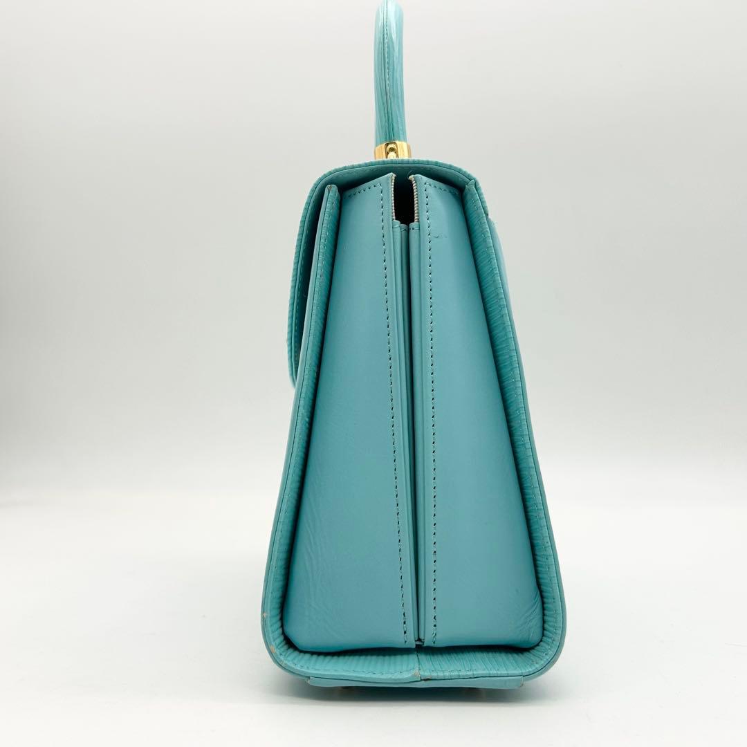 美品&入手困難　ハナエモリ　ショルダーバッグ　2way　レザー　ブルー　リボン