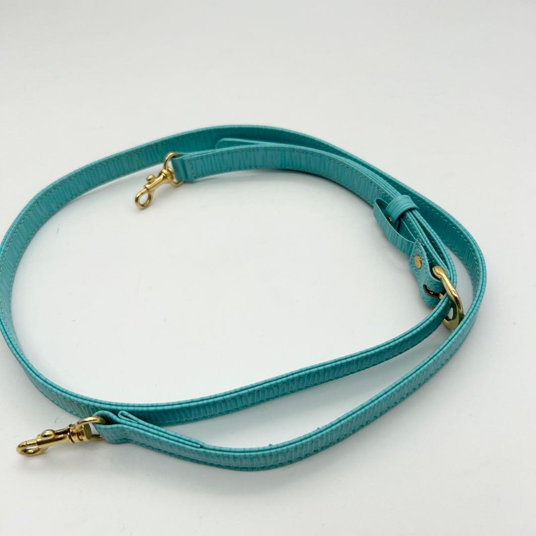 美品&入手困難　ハナエモリ　ショルダーバッグ　2way　レザー　ブルー　リボン