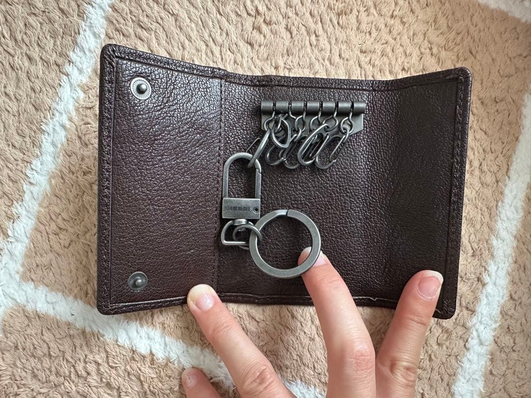 DIESEL キーケース ブラウン｜新品] DIESEL レザーキーケース ダーク
