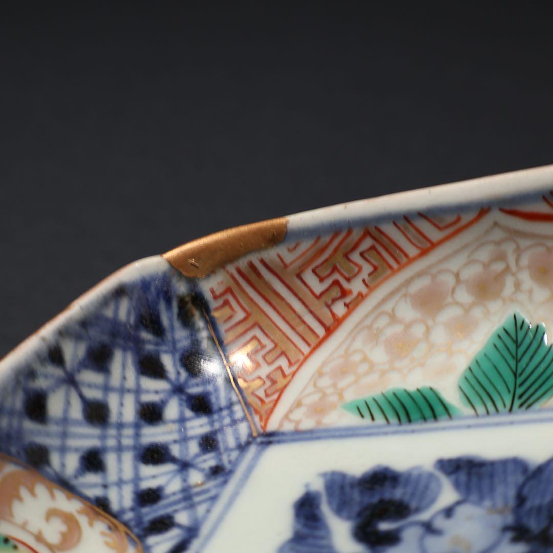 伊万里金襴手　花文長皿　骨董　古伊万里　R0229w2ダB