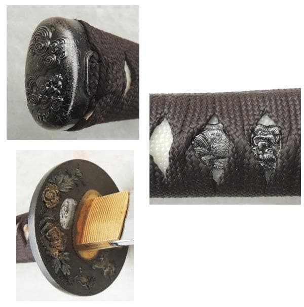 ★ 日本刀大刀　模造刀 唐獅子牡丹 ★ 金属製　武具 刀装具 居合刀