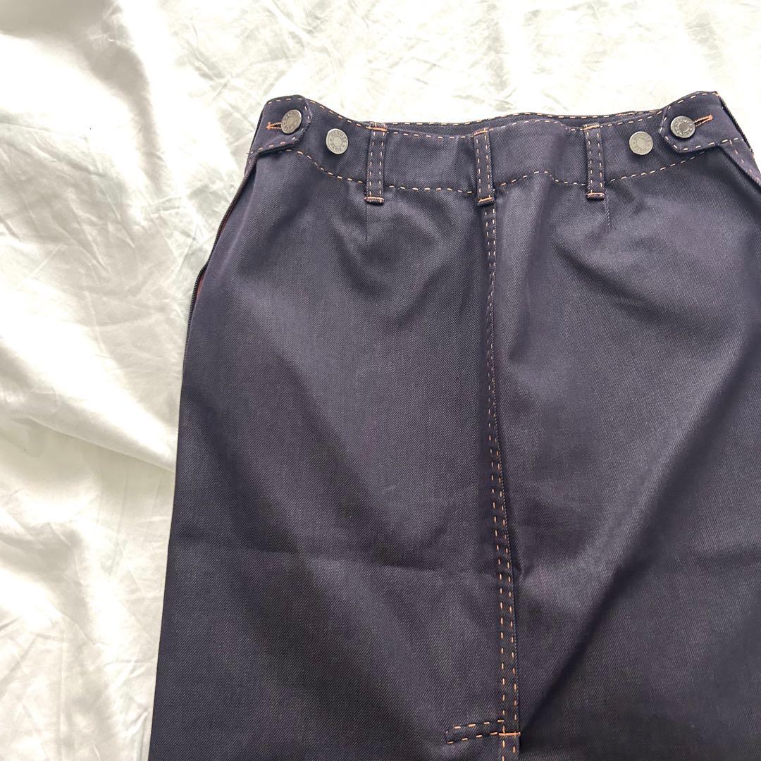 美品 HERMES エルメス スカート セリエ デニム ステッチ パープル 紫