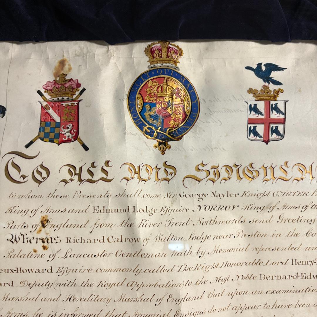 希少】英国 紋章院（College of Arms）発行 紋章認可書