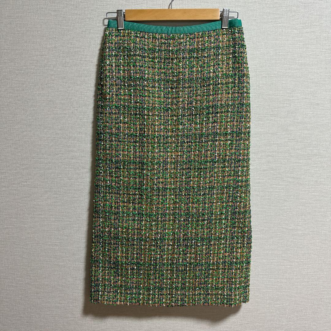 DRAWER ドゥロワー ツイードジップスカート 36