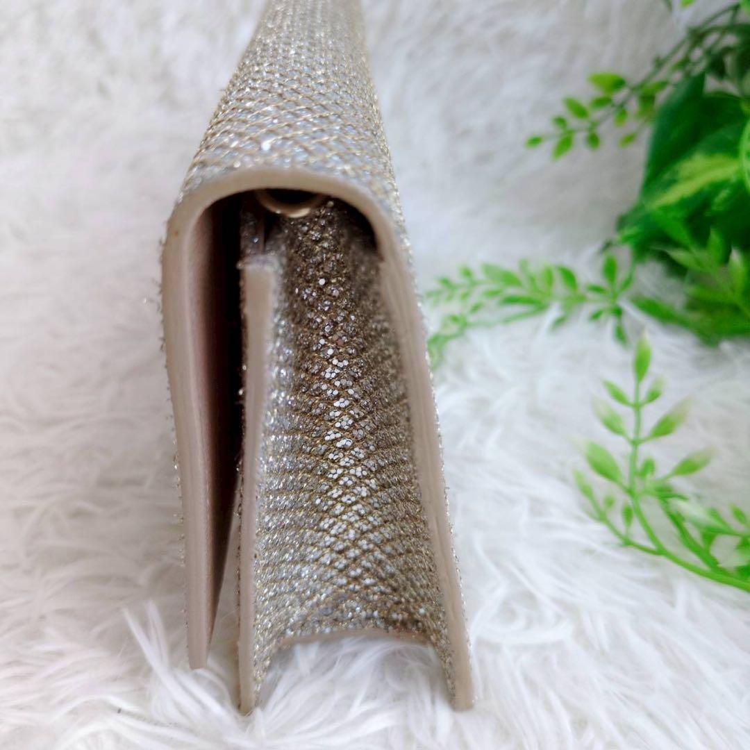 ジミーチュウ スパンコール グリッター シャンパンゴールド パーティーバッグ