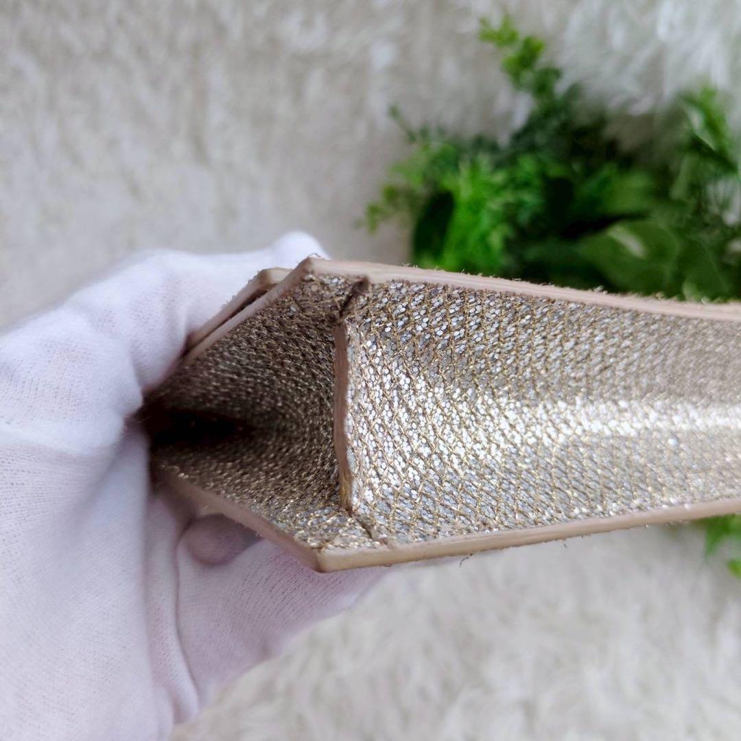 ジミーチュウ スパンコール グリッター シャンパンゴールド パーティーバッグ