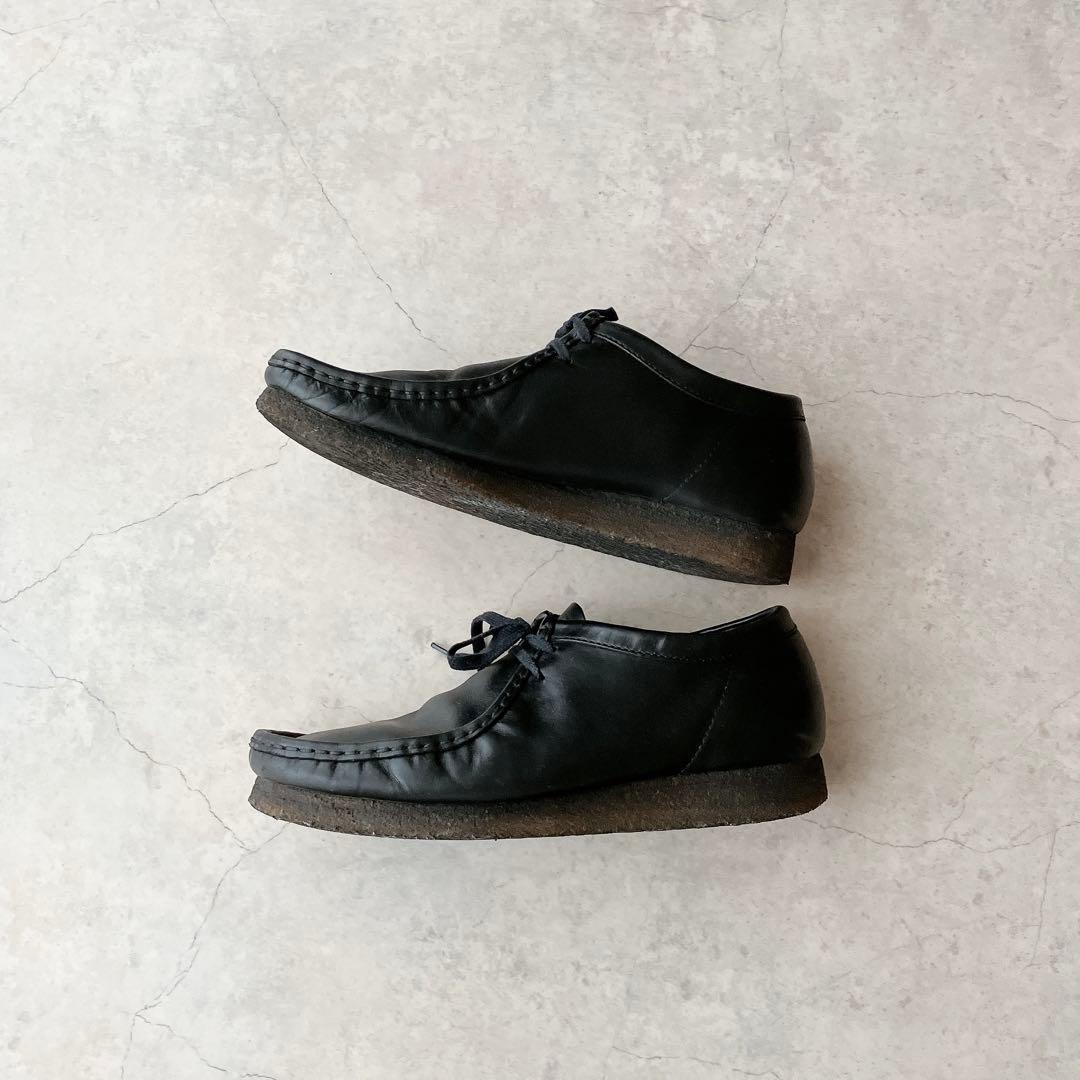 Clarks Originals ワラビー ブラックレザー モカシン 10G