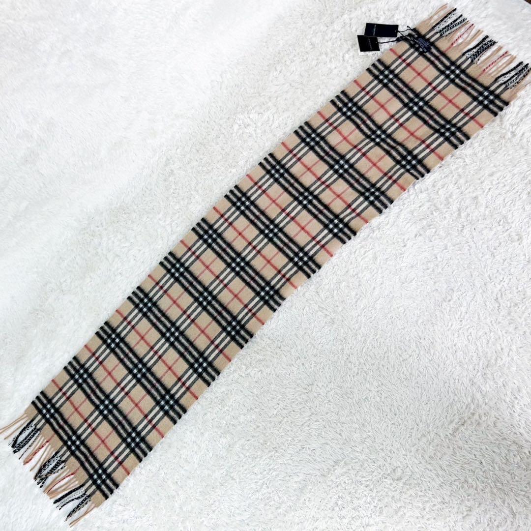 バーバリーマフラー100％カシミアノバチェックタグ付 未使用品