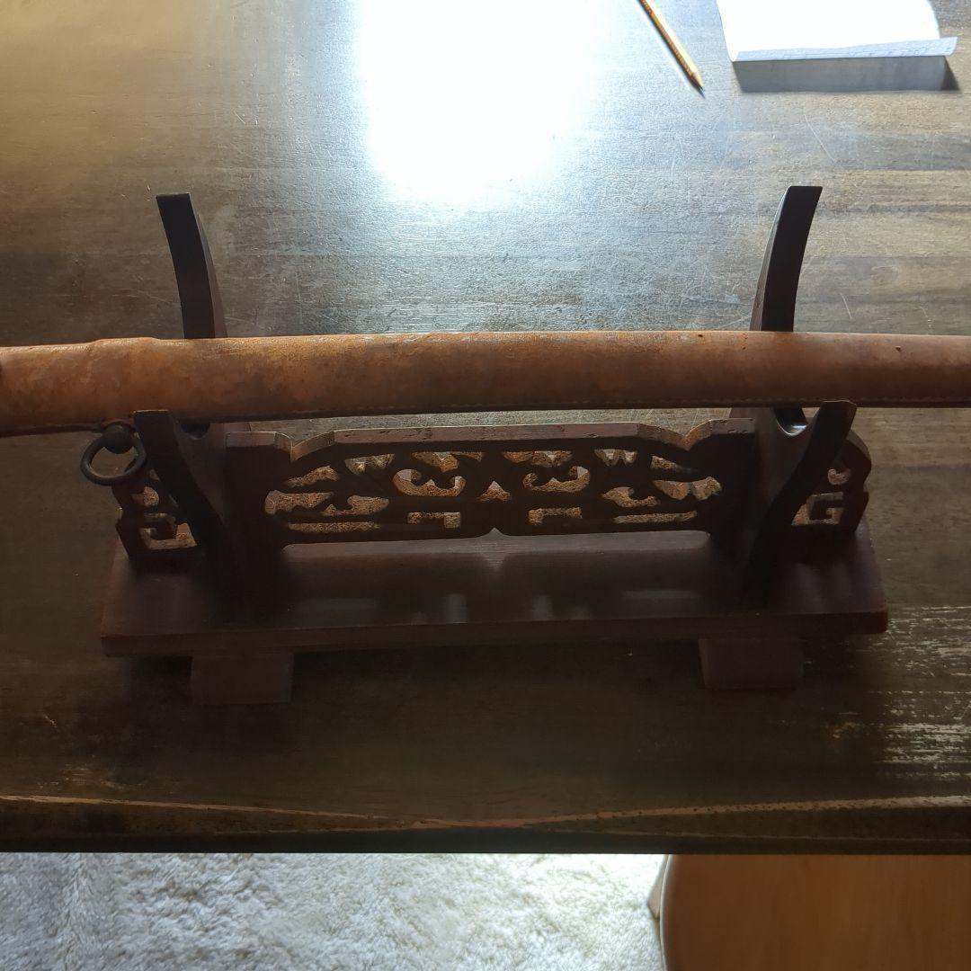 模造刀　竹光　鞣し革鞘 金属鍔(年代物)