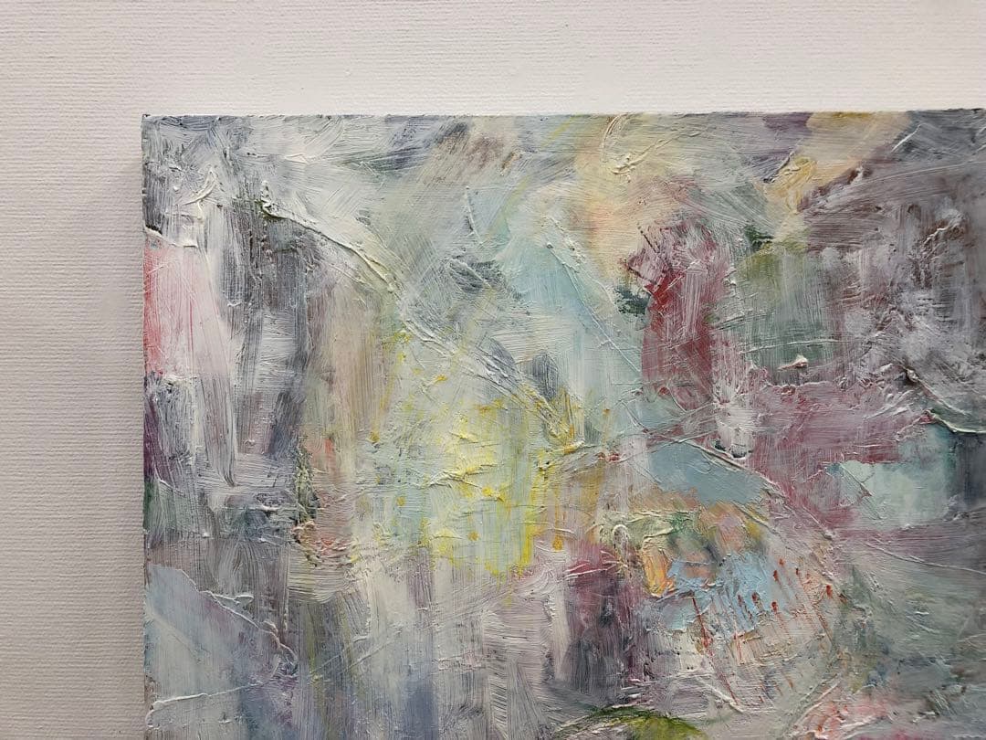 F40号】冬の日#02 油絵 oilpainting 原画 ホワイト チェック 美術品