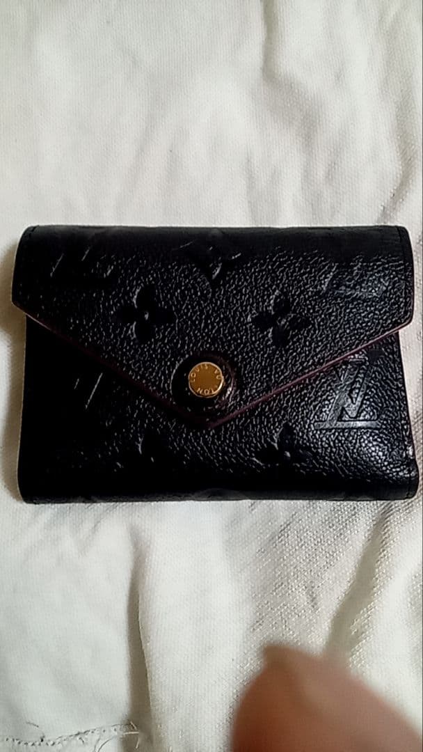 LOUISVUITTON ブラックレザー三つ折り財布 モノグラム 楽天市場