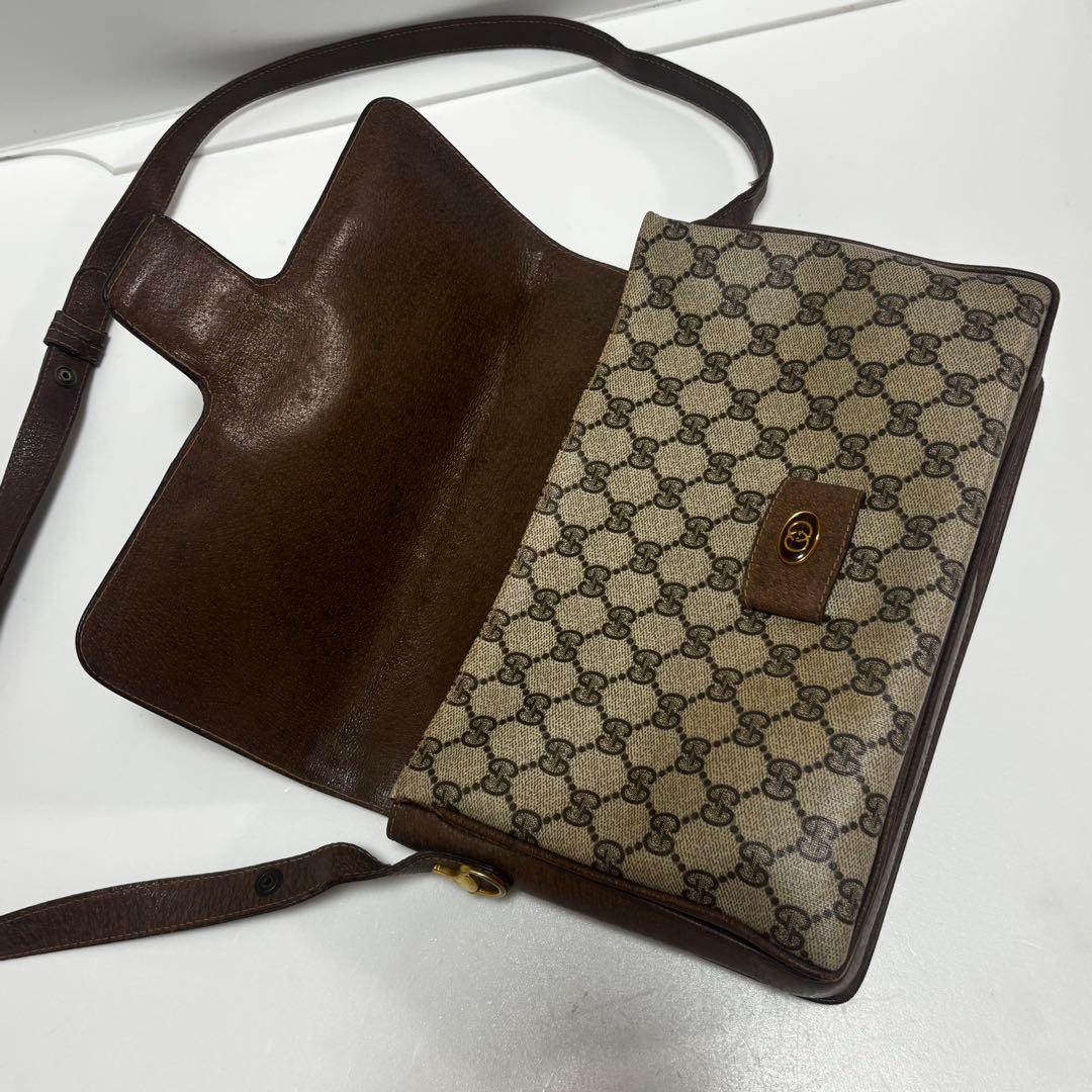 GUCCI オールドグッチ GGショルダーバッグ レザー ブラウン系