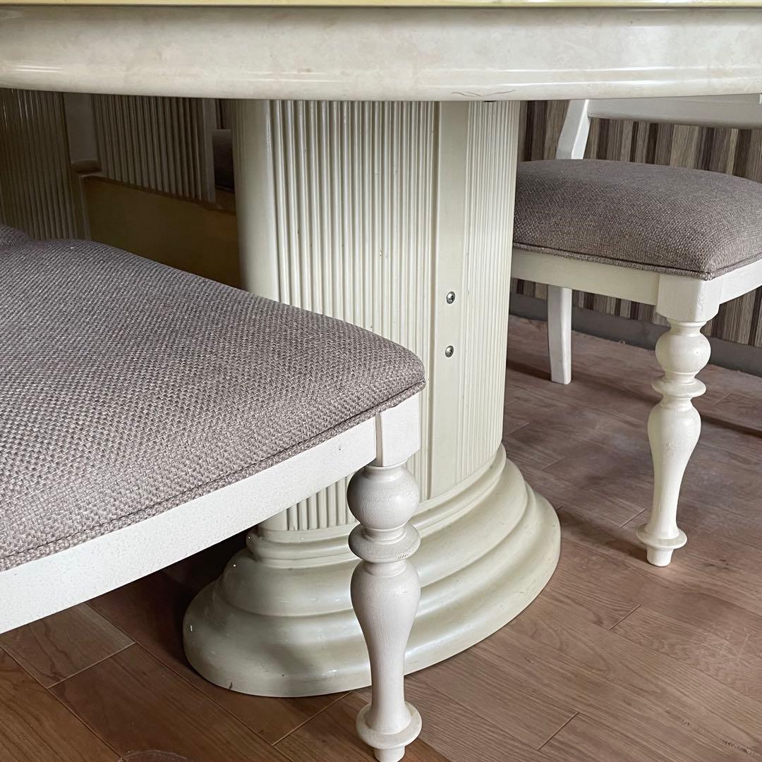 【イタリア家具風】ダイニングテーブルセット 4人掛け オーバル型 サルタレッリ風