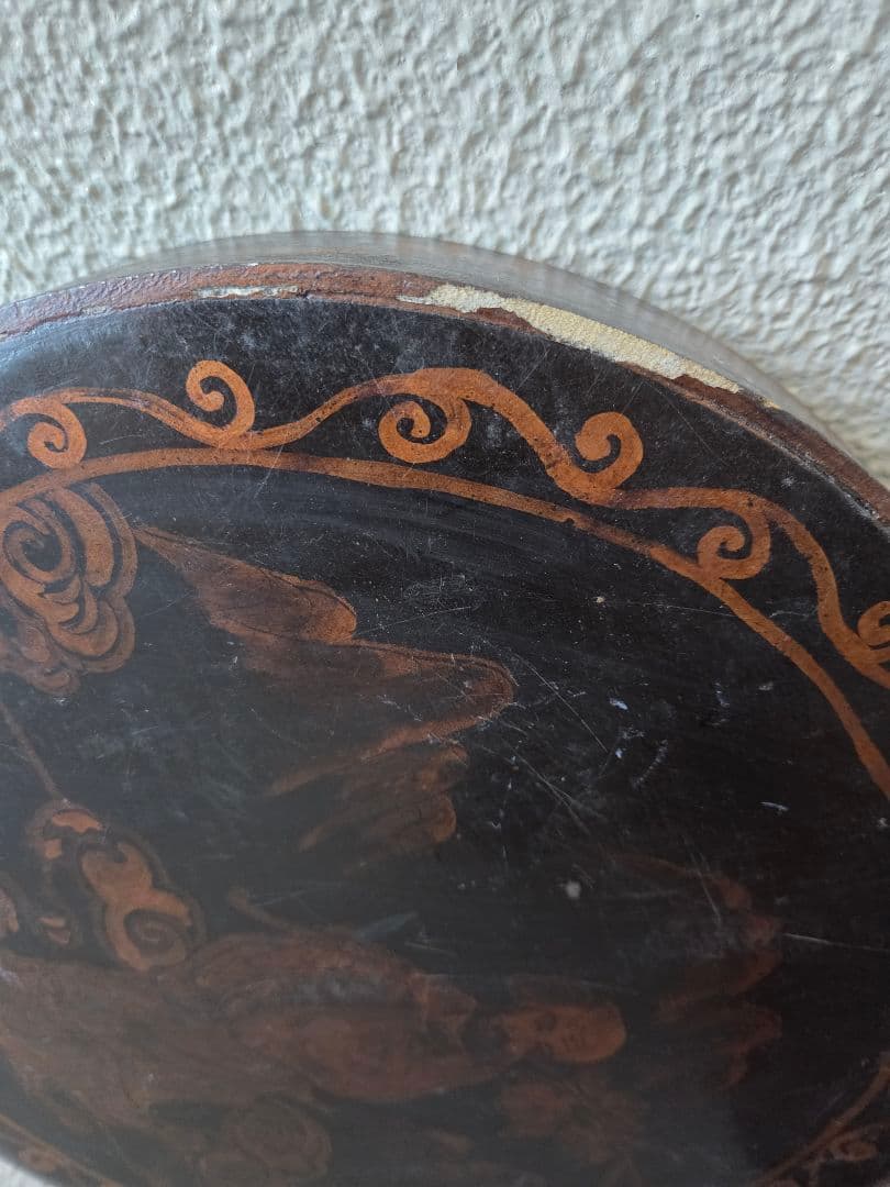 アジアンアンティーク　漆塗り？ 大きな　蓋付き　木箱