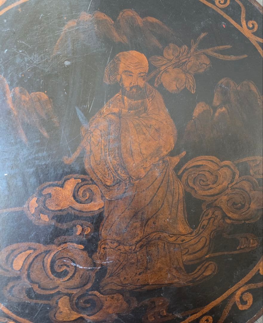 アジアンアンティーク　漆塗り？ 大きな　蓋付き　木箱