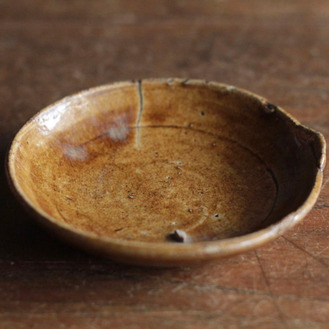 美濃 飴釉 小皿 No.3 古美術 古道具 アンティーク