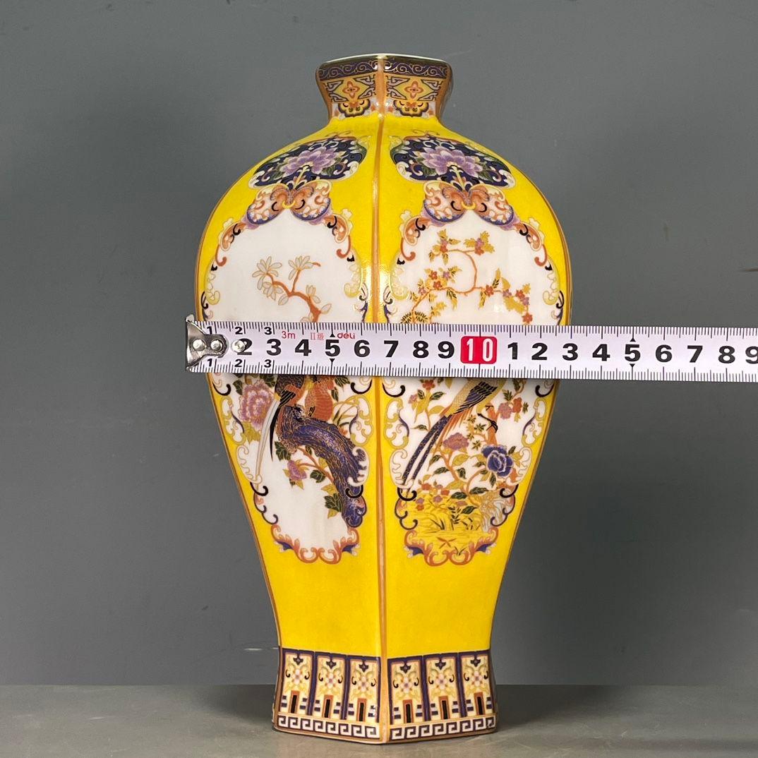 清雍正琺瑯彩花鳥図紋賞瓶 景徳鎮 陶磁器 装飾品 現代工芸品 美術品 置物
