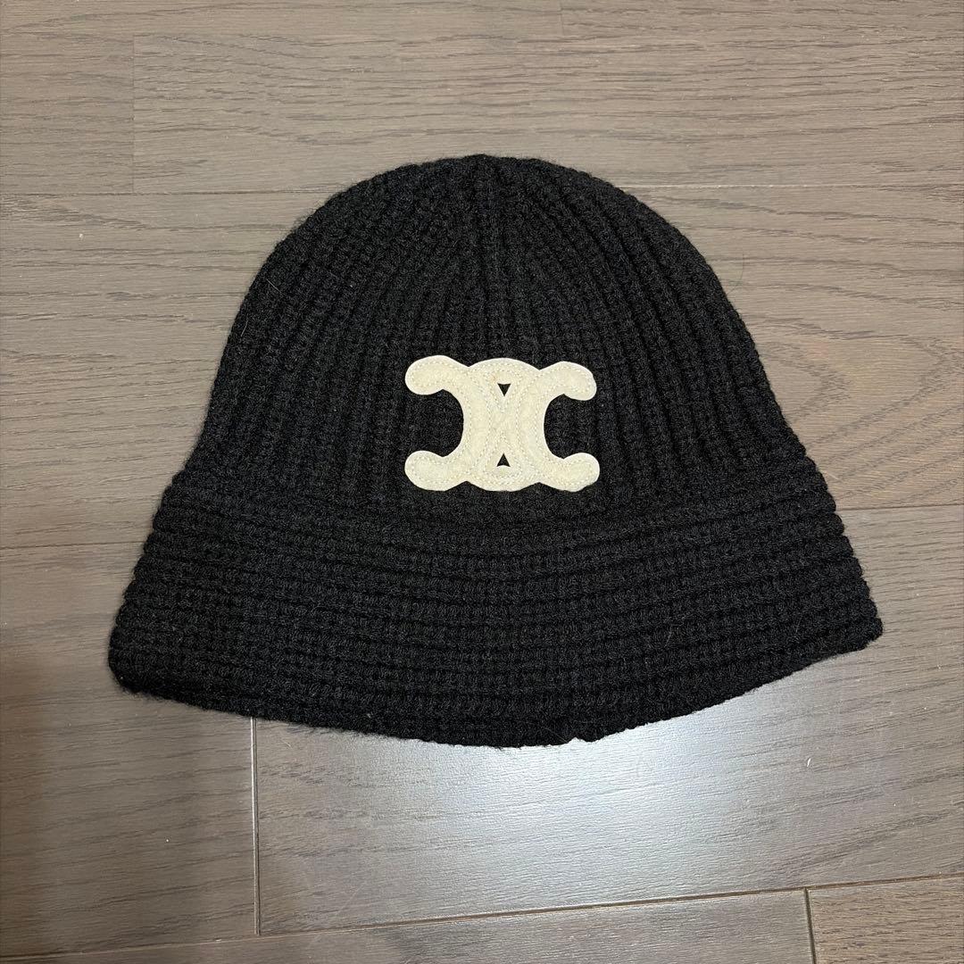 CELINE ブラック ニット帽 セリーヌ 美品 タグ無し - メルカリ
