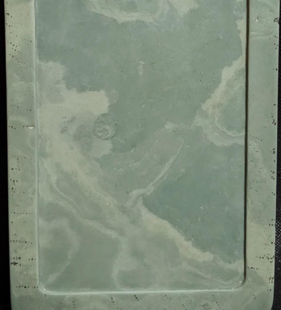 松花江緑石 龍馬波濤文時代硯】◇淡緑に白雲紋美