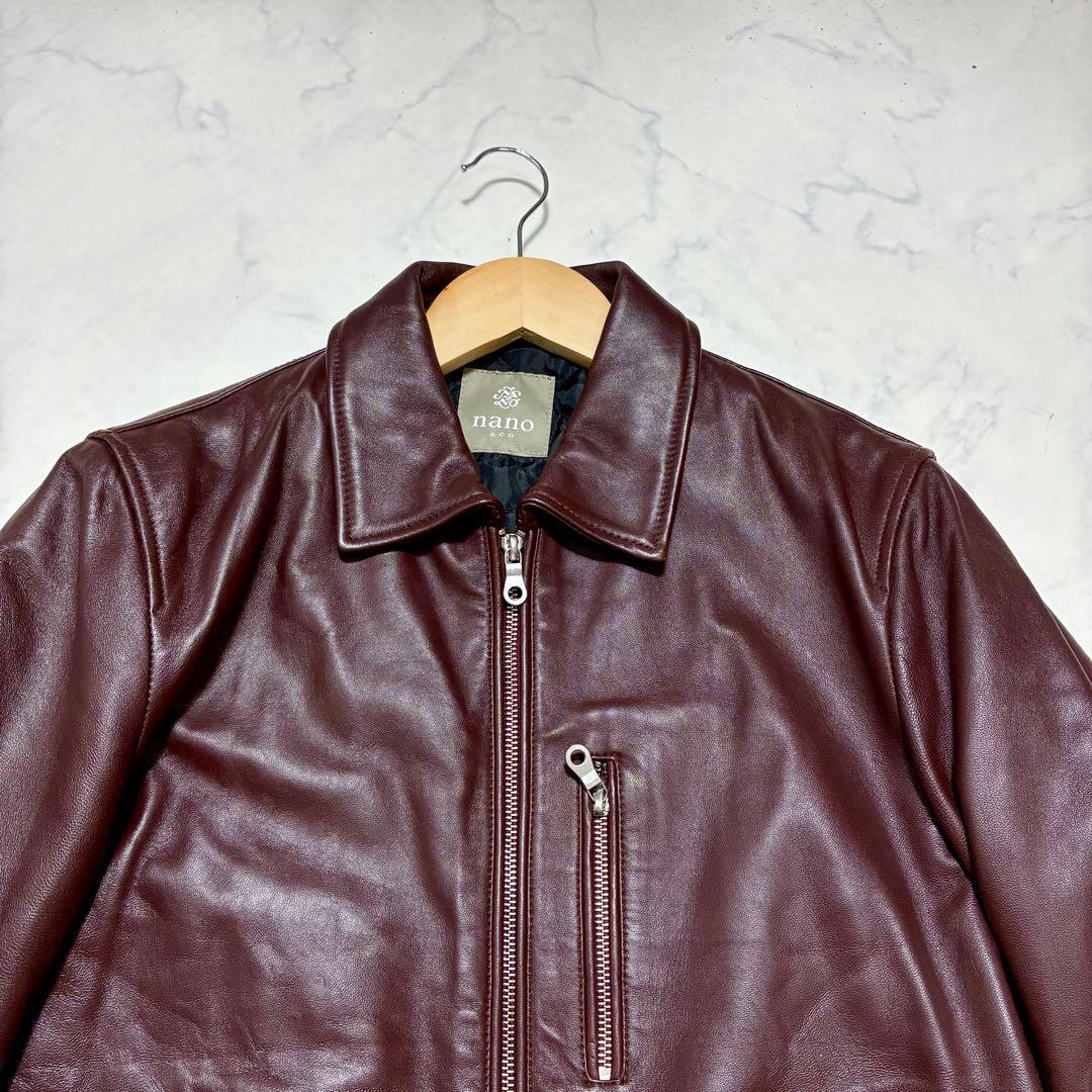 ナノユニバース ライダースジャケット シングル キルティング 羊革
