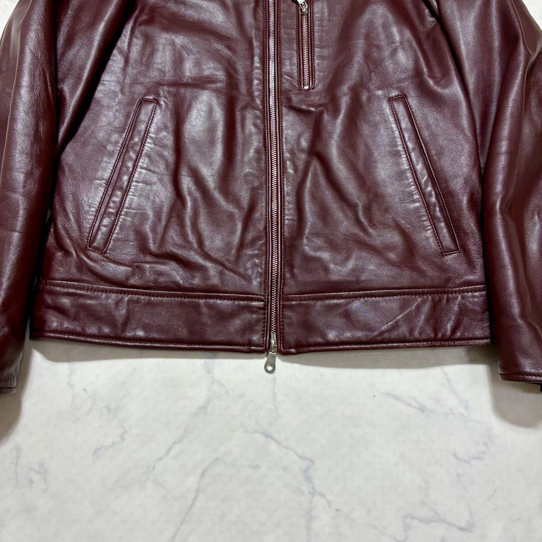 ナノユニバース ライダースジャケット シングル キルティング 羊革