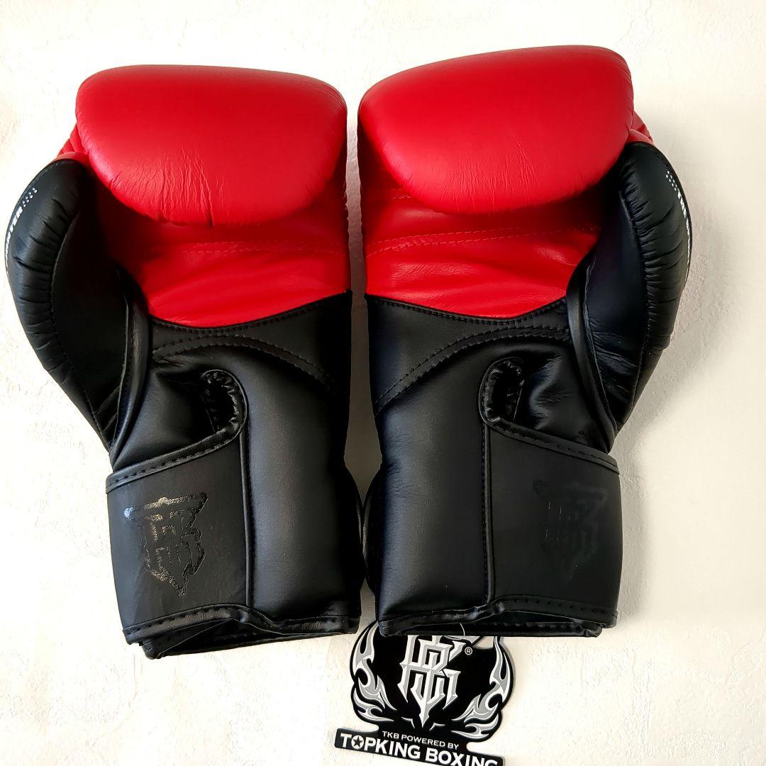 未使用TOPKING8ozツートンカラーボクシンググローブ 本皮 黒レッド