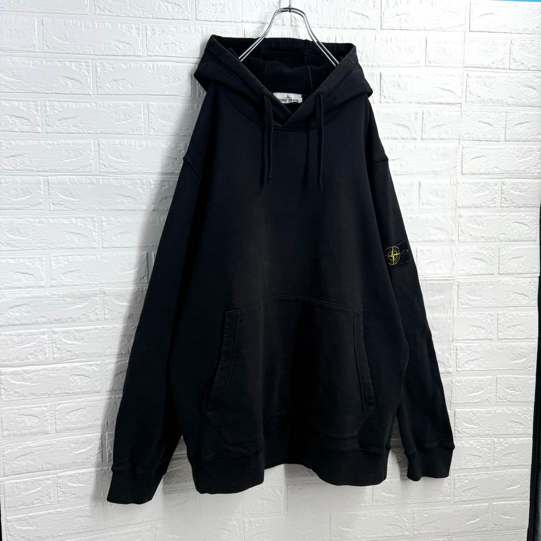 【QR確認済】レア3L ストーンアイランド ワッペンロゴ パーカー黒 入手困難