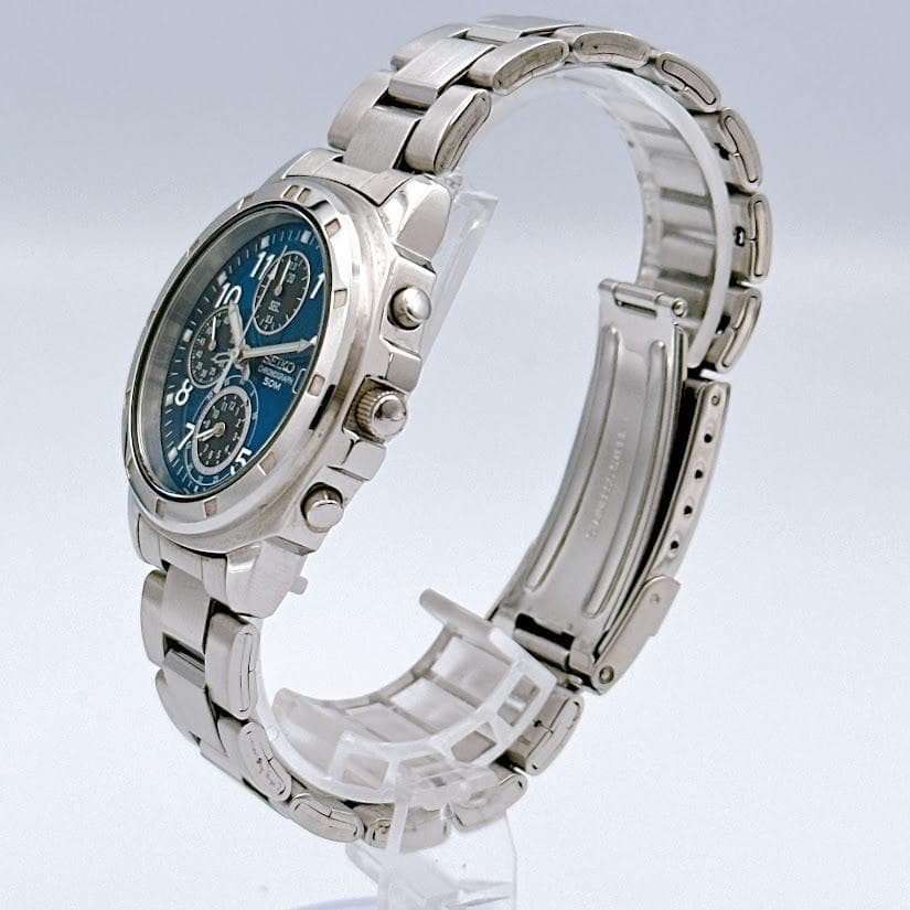 セイコー 7T92-0CA0 クロノグラフ メンズ腕時計 ブルー 海外モデル