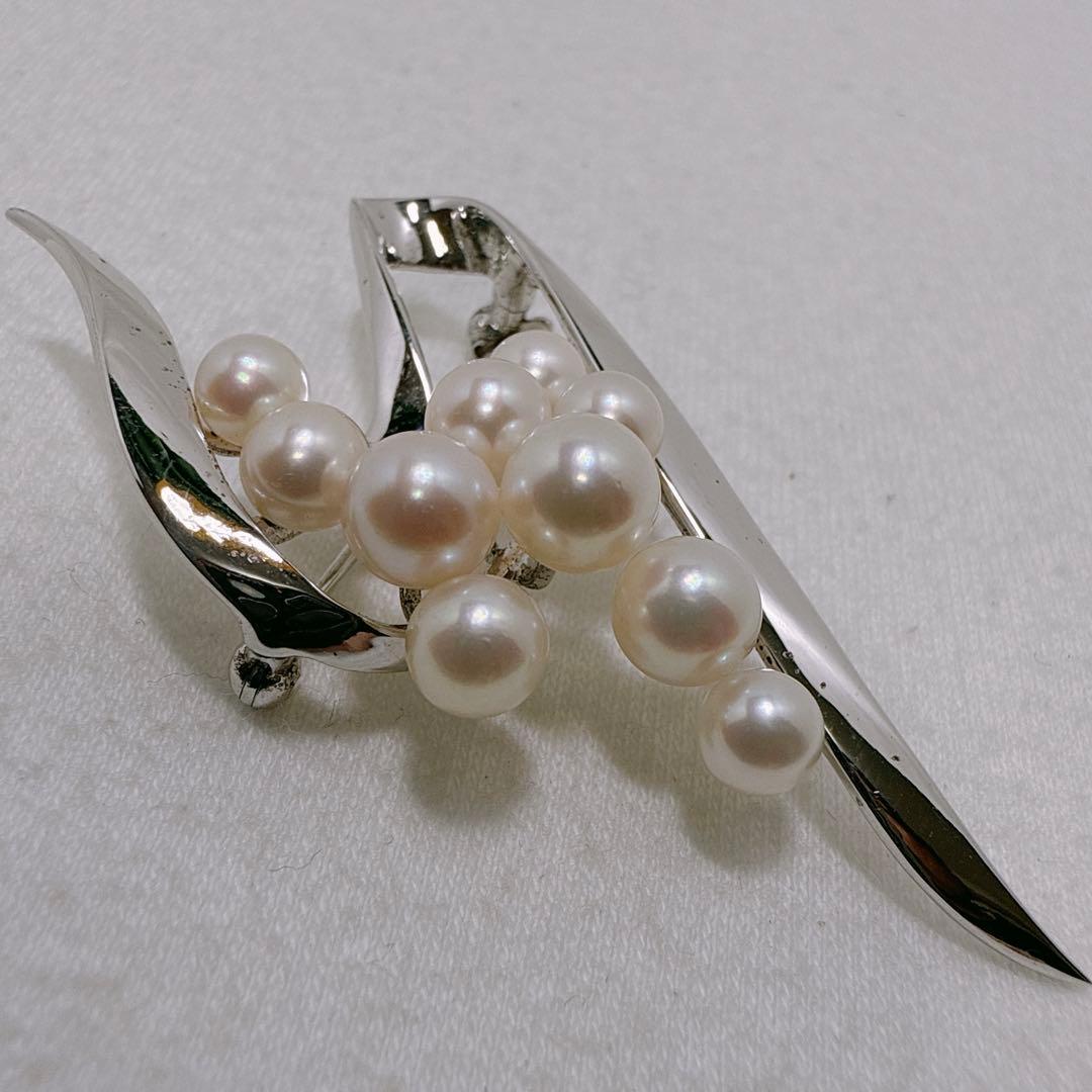 MIKIMOTO ミキモト あこや真珠 10珠 シルバー ブローチ - メルカリ