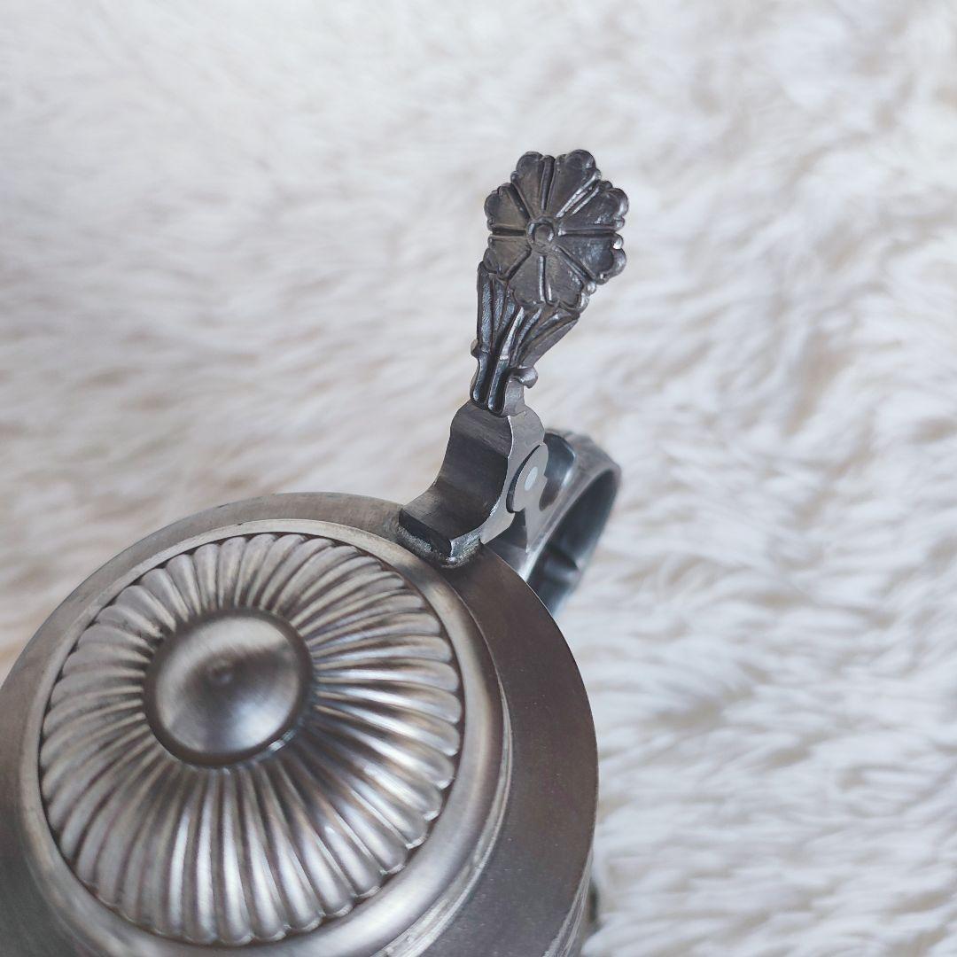 ピューター ビアマグ ビアジョッキ アンティーク ヴィンテージ 錫製 彫刻 細工