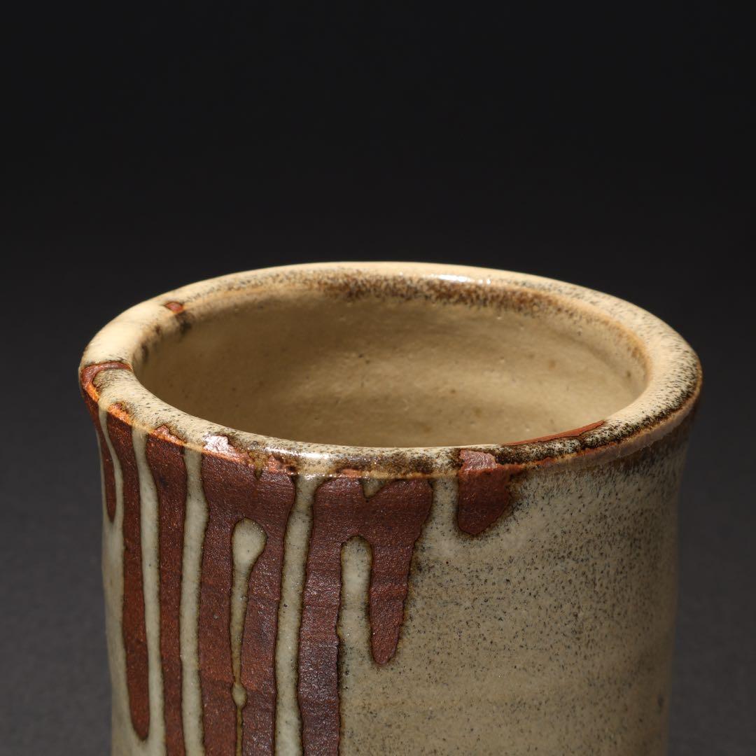 浜田庄司 白釉抜絵筆立て 人間国宝 R1614K2