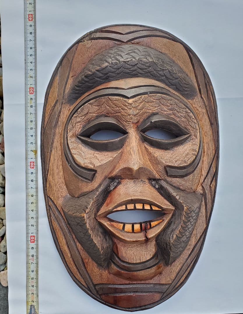 木製彫刻マスク 約40cm - メルカリ