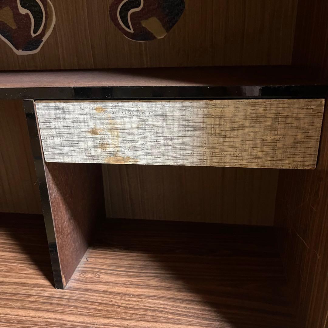 9/10まで！ 昭和レトロ キャビネット 彫りガラス 引き出し付き