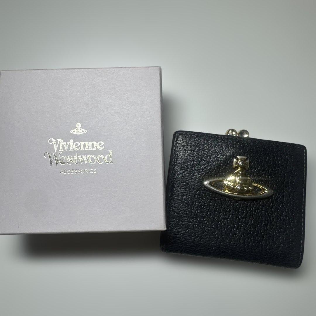 Vivienne Westwood 二つ折り財布 黒 がま口 箱付き