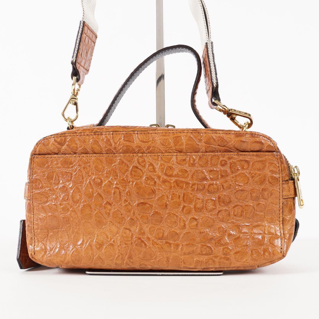 【極美品✨】ADMJ 保存袋付き 2way クロコ型押し レザー ブラウン