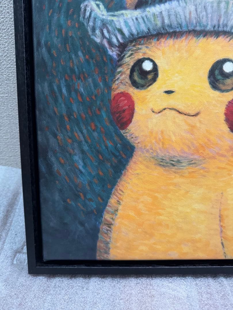 ゴッホ ピカチュウ キャンバスアート Sサイズ 35x45cm 黒枠