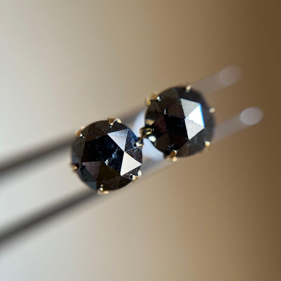 K18 大粒♪天然ブラックダイヤモンド 1.80ct ピアス　レディースメンズ